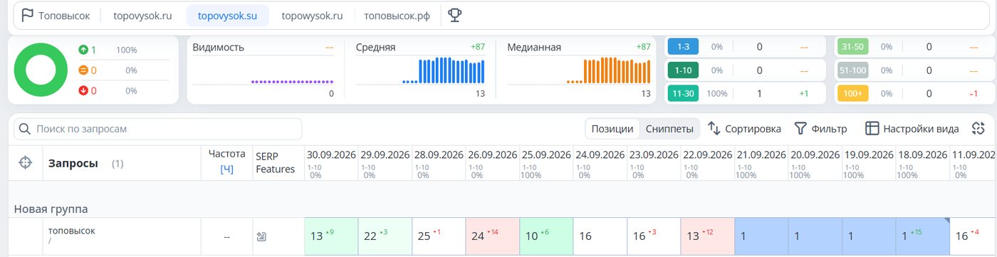 Topvisor: падение topovysok.su с 22 сентября