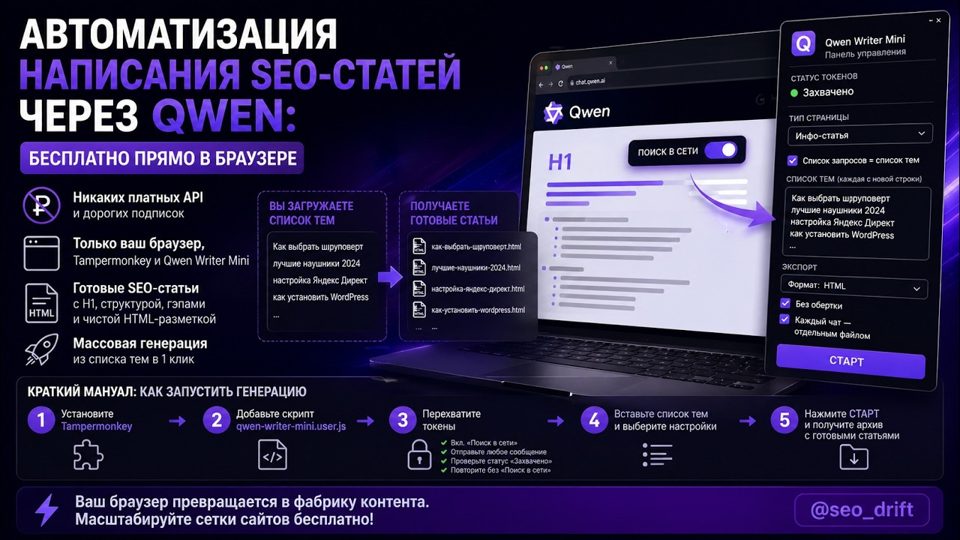 Как автоматизировать написание статей через Qwen: конвейер Qwen Writer Mini